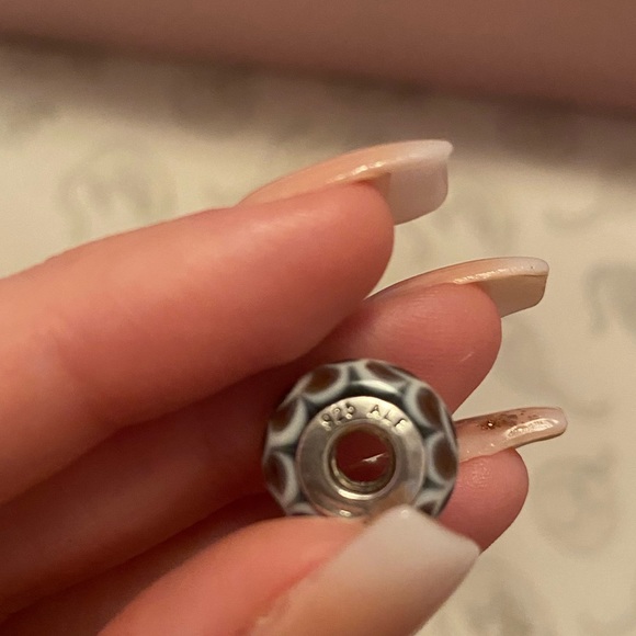 Pandora Brown and White Swirls Murano charm - Picture 3 of 3